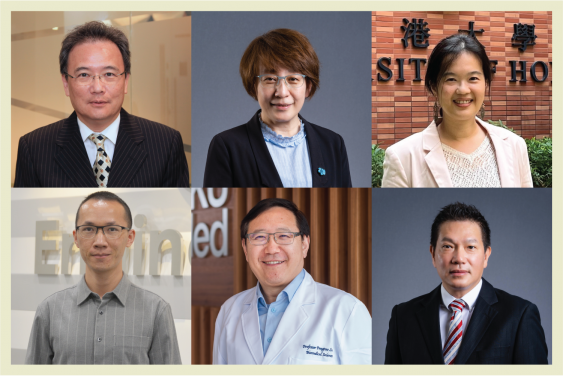 Leaders of six HKU research projects
(upper row from left) Professor Victor O.K. Li, Professor Barbara Chan, Dr Wei-Ning Lee
(second row from left) Dr Chenshu Wu, Professor Liu Pengtao, Professor Billy Chow,